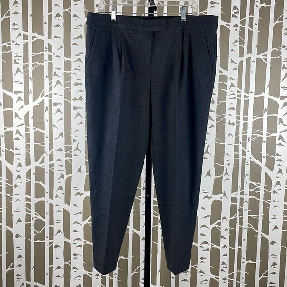 Tory Burch Pants - Tory Burch Wool Flannel Pleated Cropped Tapered Dress Pants Charcoal Gray XL